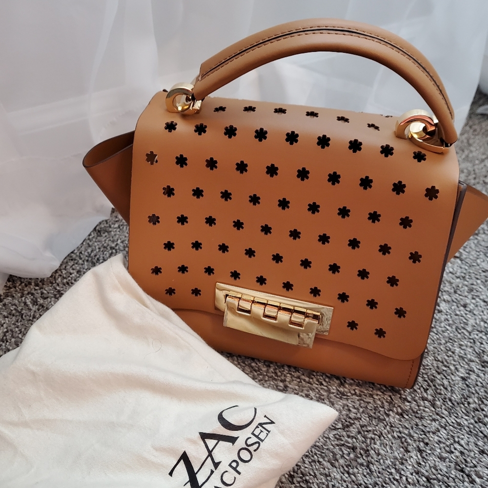 Eartha Lasercutfloral leather top handle